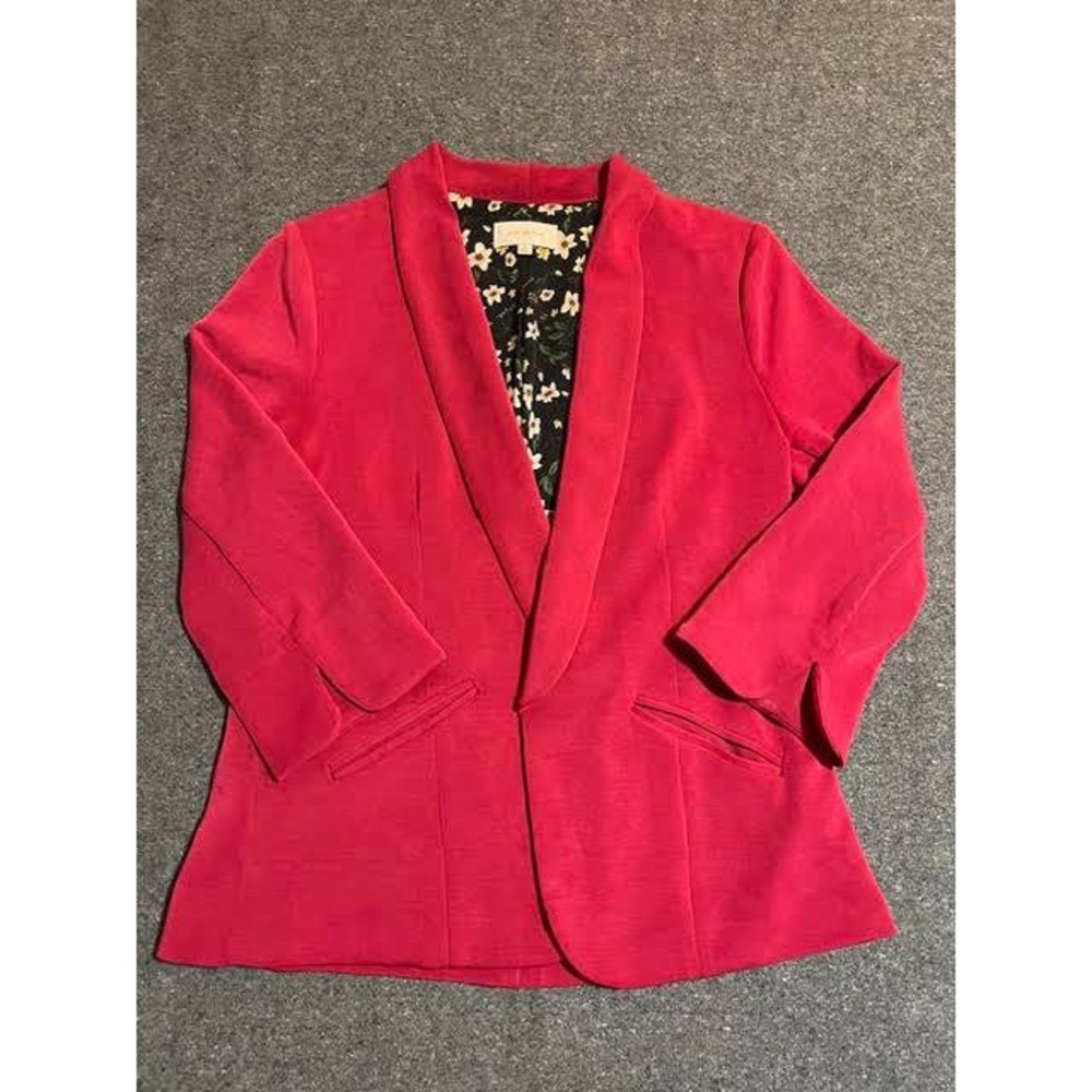 Skies Are Blue Women's Lined Burgundy Blazer Size M